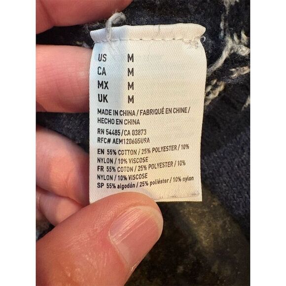 American Eagle Men's Hooded Geometric Sweater Navy White Size M - Picture 8 of 9